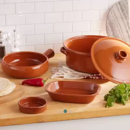 Graupera Large Round Spanish Terracotta Baking Dish with Lid - World Market